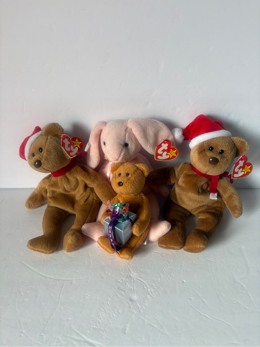 Ty Holiday Plush Set - Brown & Pink Bears with Gift